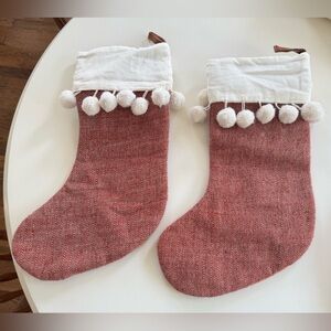 Magnolia Red and White Holiday Stockings - PAIR
